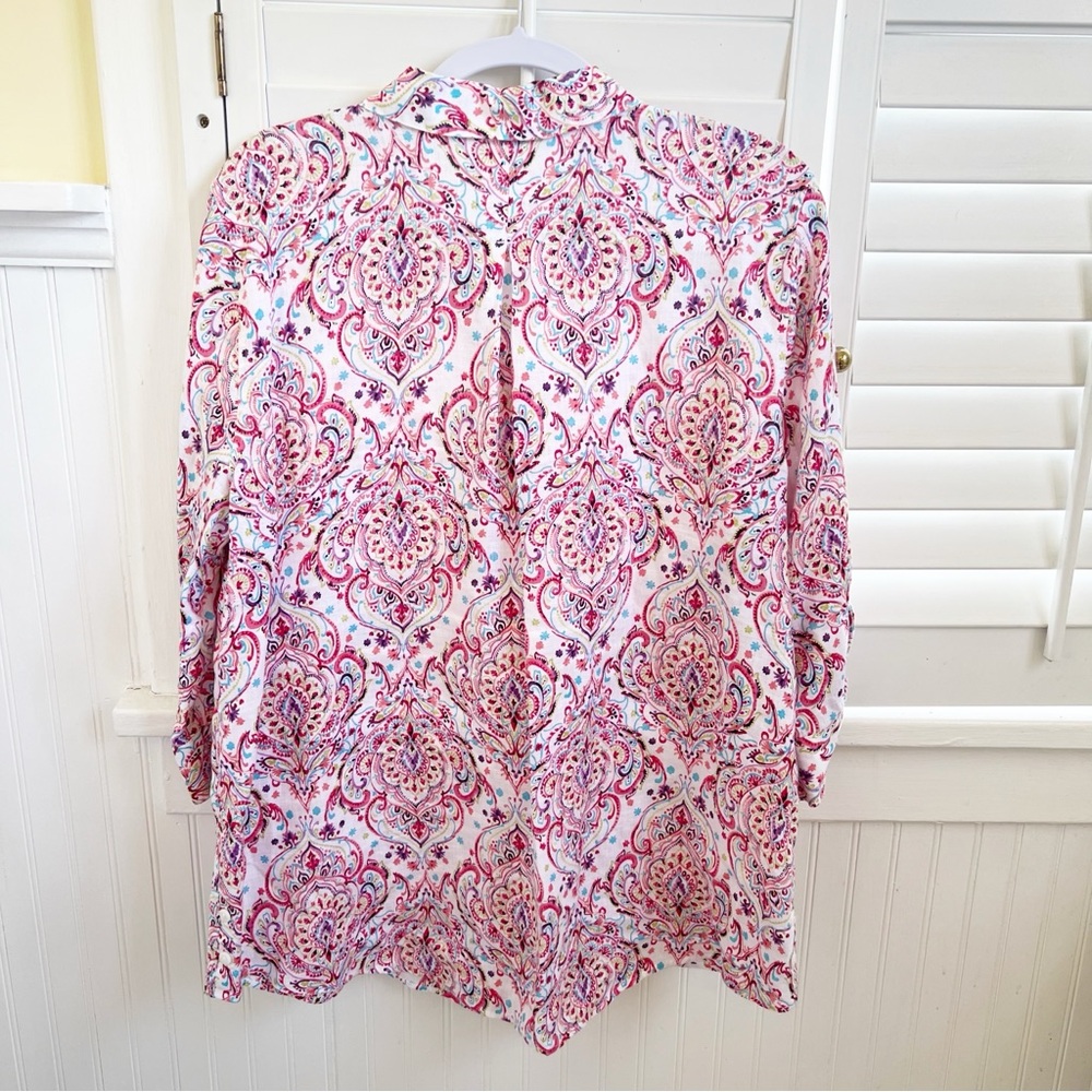 Chico’s Multicolor Scroll Print Linen Button Up &… - image 2